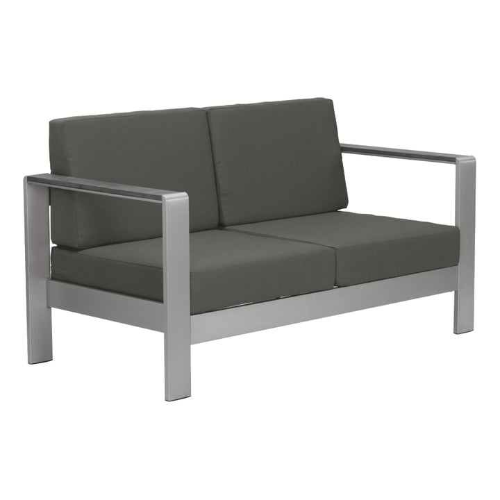 Cosmopolitan Sofa Dark Gray Outdoor Aluminum Frame Weather Resistant Cushions Image 1