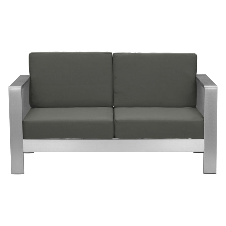 Cosmopolitan Sofa Dark Gray Outdoor Aluminum Frame Weather Resistant Cushions Image 3