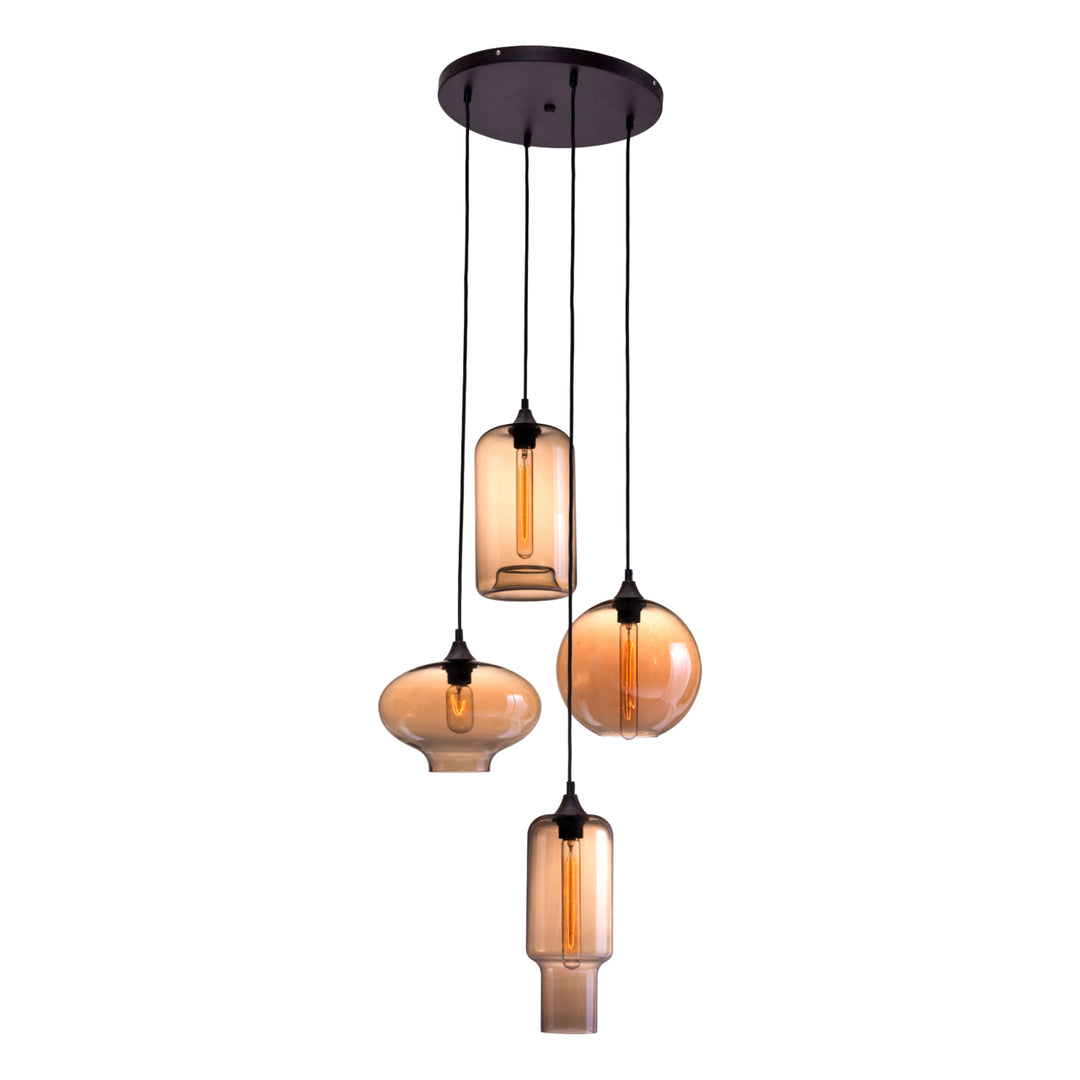 Lambie Ceiling Lamp Rust Amber Bohemian 25W E26 4 Glass Globes UL Listed Image 2