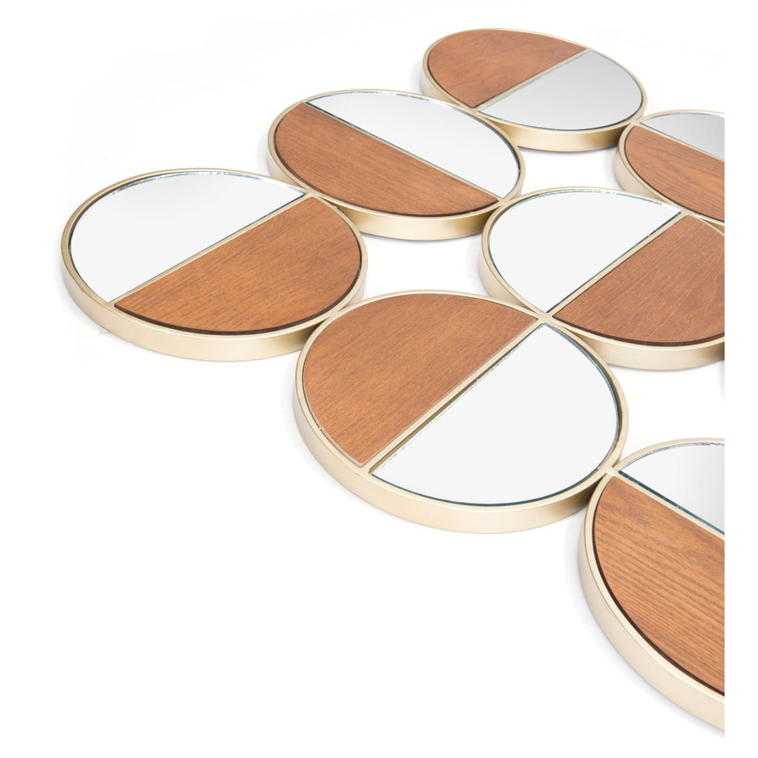 Cycle Round Mirror Gold and Walnut Image 5
