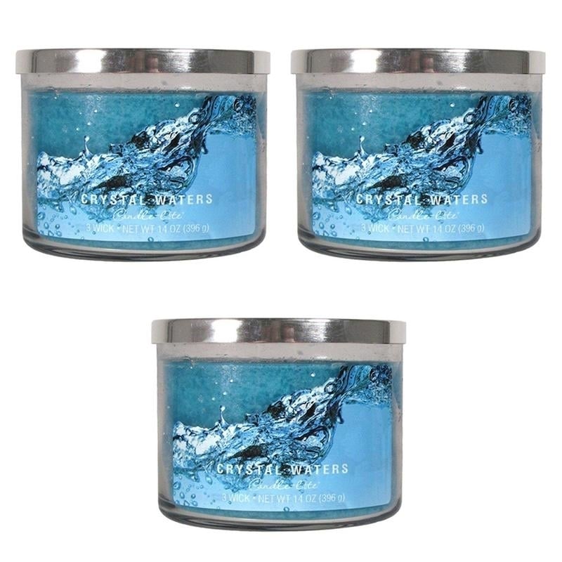 Candle-Lite 3 Wick Candle Jar Crystal Waters 14 Oz Pack of 3 Scented Candles Image 1