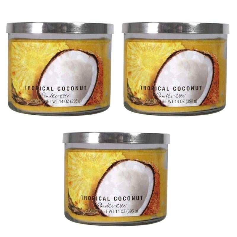 Candle-Lite Tropical Coconut 3 Wick Candle Jar 14 Oz Pack of 3 Aromatic Image 1