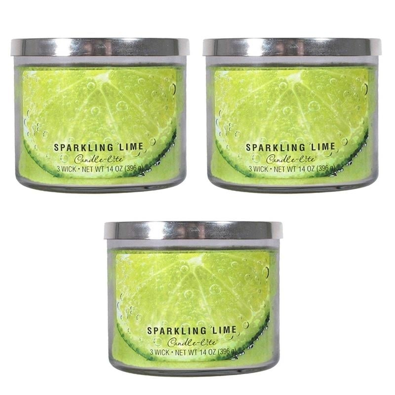 Candle-Lite 3 Wick Candle Jar Sparkling Lime 14 Oz Pack of 3 Aromatherapy Scent Image 1