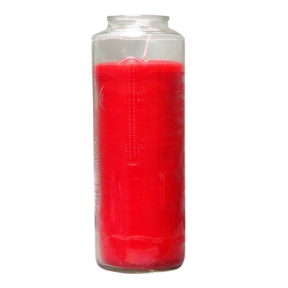 Glass Candle Solid Red With Cross Sign Image 1