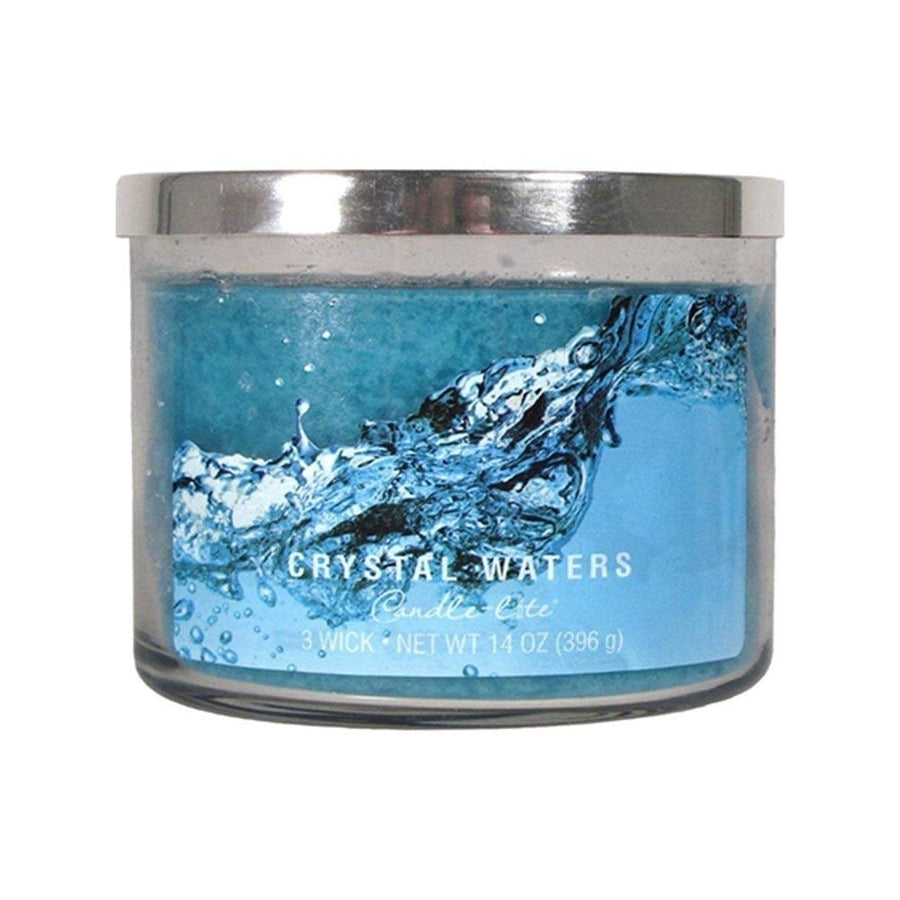 Candle-Lite 3 Wick Candle Jar Crystal Waters 14 Oz Model 364687 Scented Candle Image 1