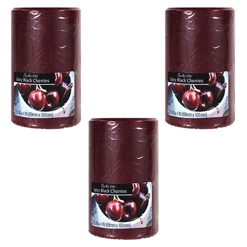 Candle-Lite Juicy Black Cherry Pillar Candle 2.75x4 Inch Pack of 3 Image 1