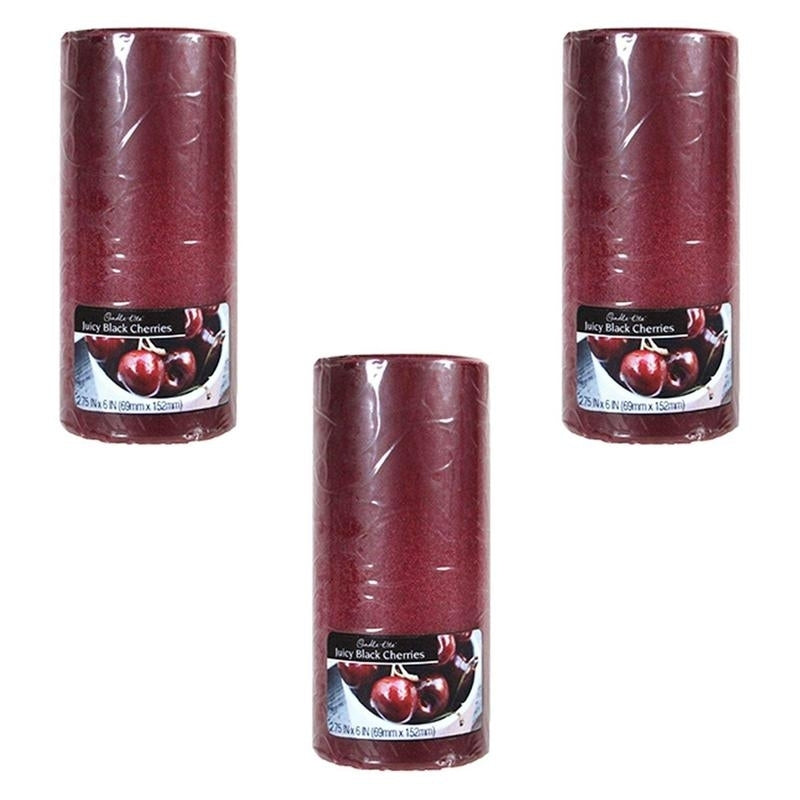 Candle-Lite Juicy Black Cherry Pillar Candles 2.75x6 Pack of 3 Scented Decor Image 1