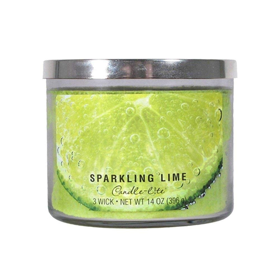 Candle-Lite 3 Wick Candle Jar Sparkling Lime 14 Oz Model 364656 Fresh Citrus Scent Image 1