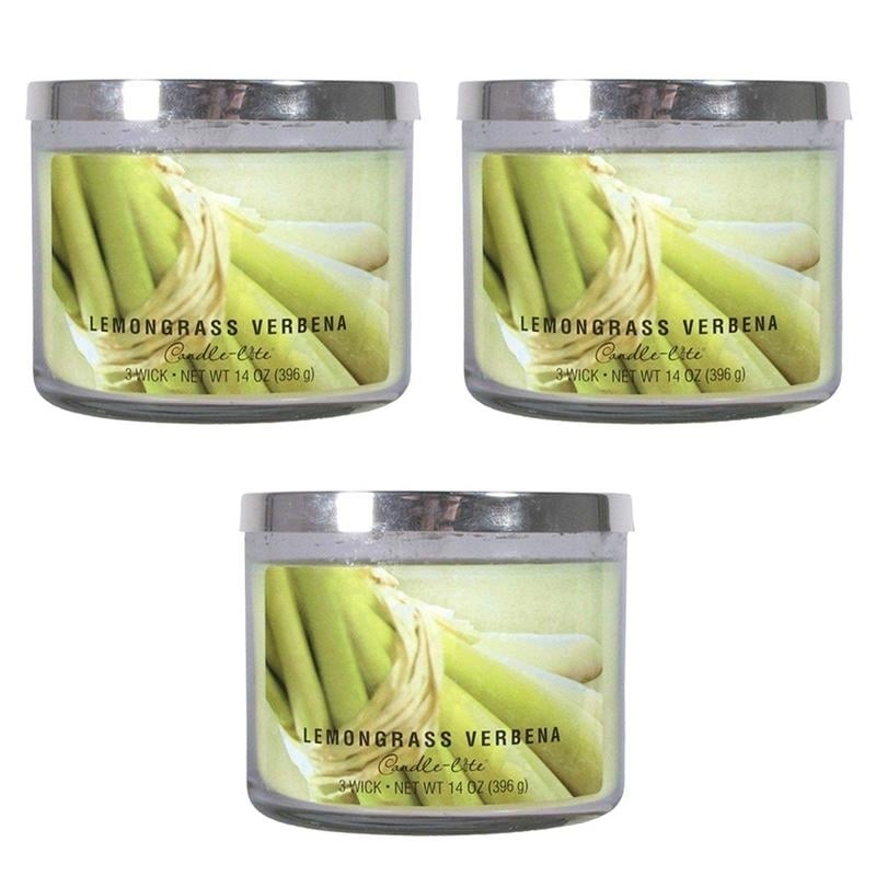 Candle-Lite 3 Wick Candle Jar 14 Oz Lemongrass Verbena Pack of 3 Candles Image 1