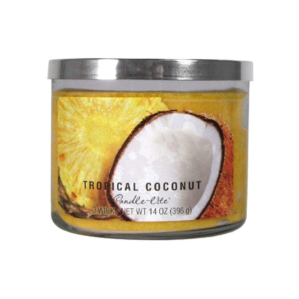 Candle-Lite 3 Wick Candle Jar Tropical Coconut 14 Oz Model 364632 Aromatherapy Image 1