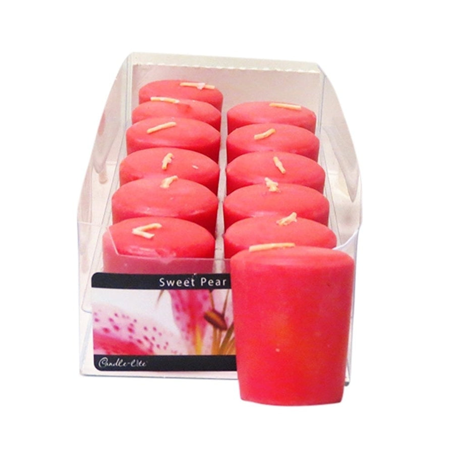 Candle-Lite Top Votive Candle Sweet Pear Lily 12 Pack 219475 Scented Candles Image 1