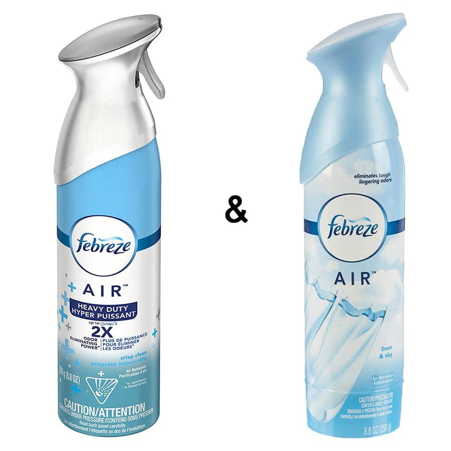 AIR Freshener Heavy Duty Crisp Clean (1 Count, 250 g) by Febreze and Air Freshener Linen and Sky (1 Count, 250 g) by Image 1