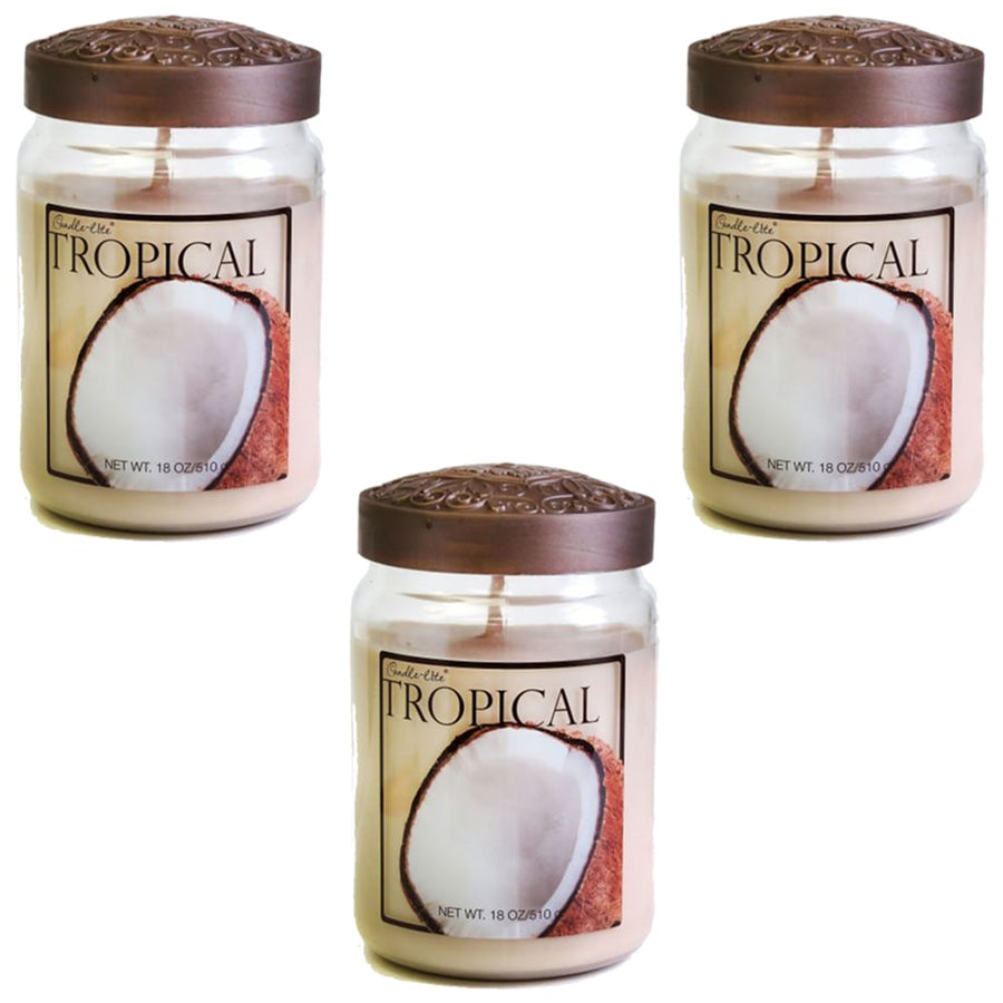 Candle-Lite Jar Tropical Scented Candles 510g Pack of 3 Fragrant Image 1