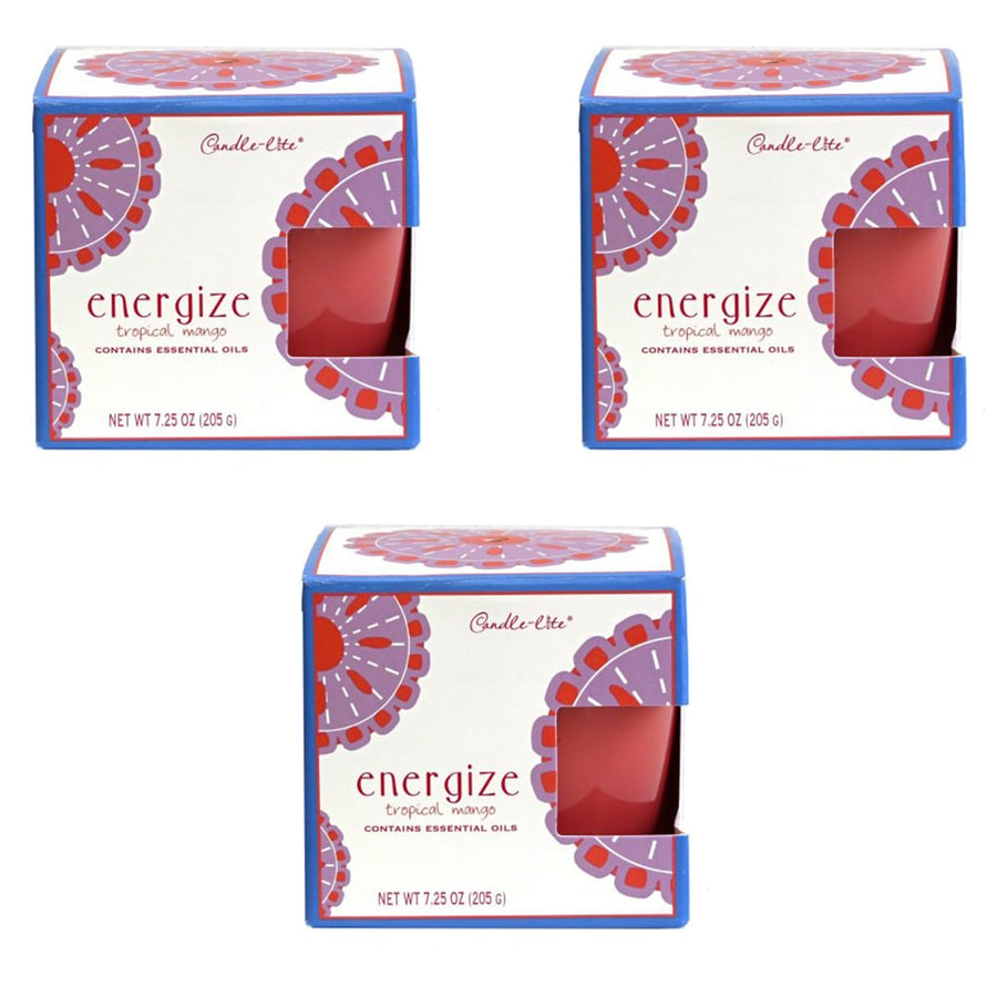 Candle-lite Jar Candle Energize Tropical Mango 205g Pack of 3 Scented Candles Image 1