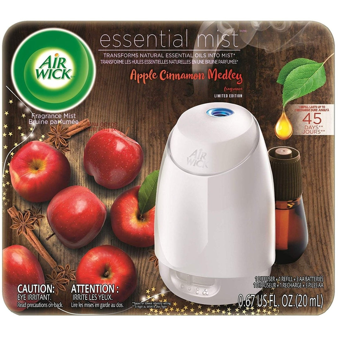 Air Wick Essential Mist, Essential Oil Diffuser, (Diffuser + 1 Refill), Apple Cinnamon Medley, , Air Freshener Image 1