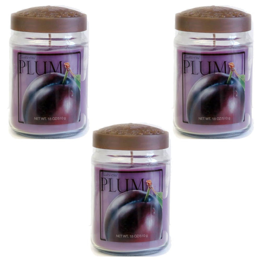 Candle-Lite Jar Plum Scented Candles 510g Pack of 3 Long Lasting Fragrance Image 1