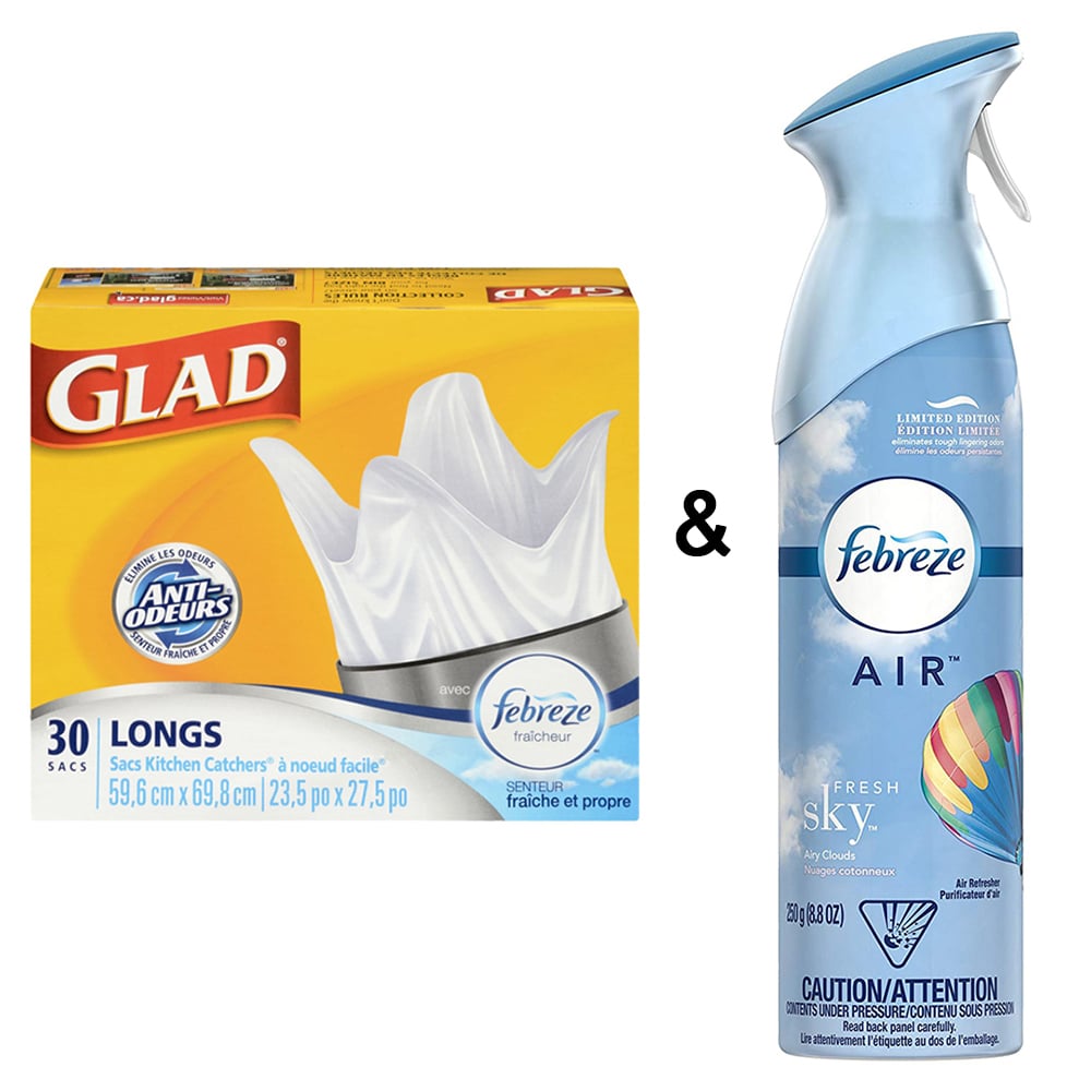 Glad Kitchen Catchers White Garbage Bags with Freshness, Easy-Tie Flaps, Tall, 30-Bags by Febreze and Air Freshener Image 1