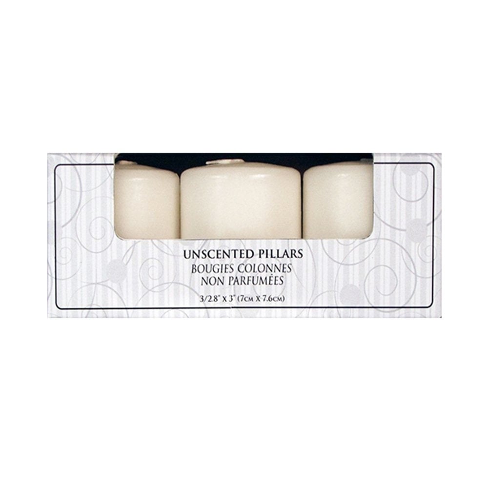 Candle-Light Unscented Pillar Ivory 3 In 1 Pack (3/2.8x3) Image 1