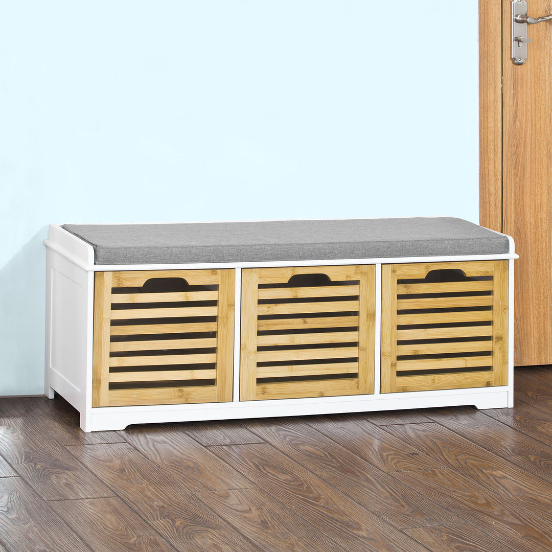 Haotian FSR23-WN,Storage Bench,Shoe Cabinet,Shoe Bench,Storage Cabinet (Natural) Image 1