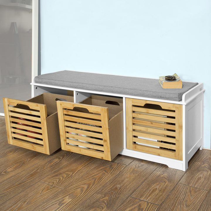 Haotian FSR23-WN,Storage Bench,Shoe Cabinet,Shoe Bench,Storage Cabinet (Natural) Image 2