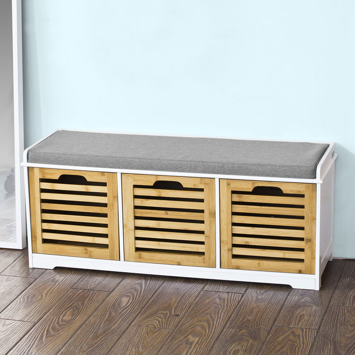 Haotian FSR23-WN,Storage Bench,Shoe Cabinet,Shoe Bench,Storage Cabinet (Natural) Image 6