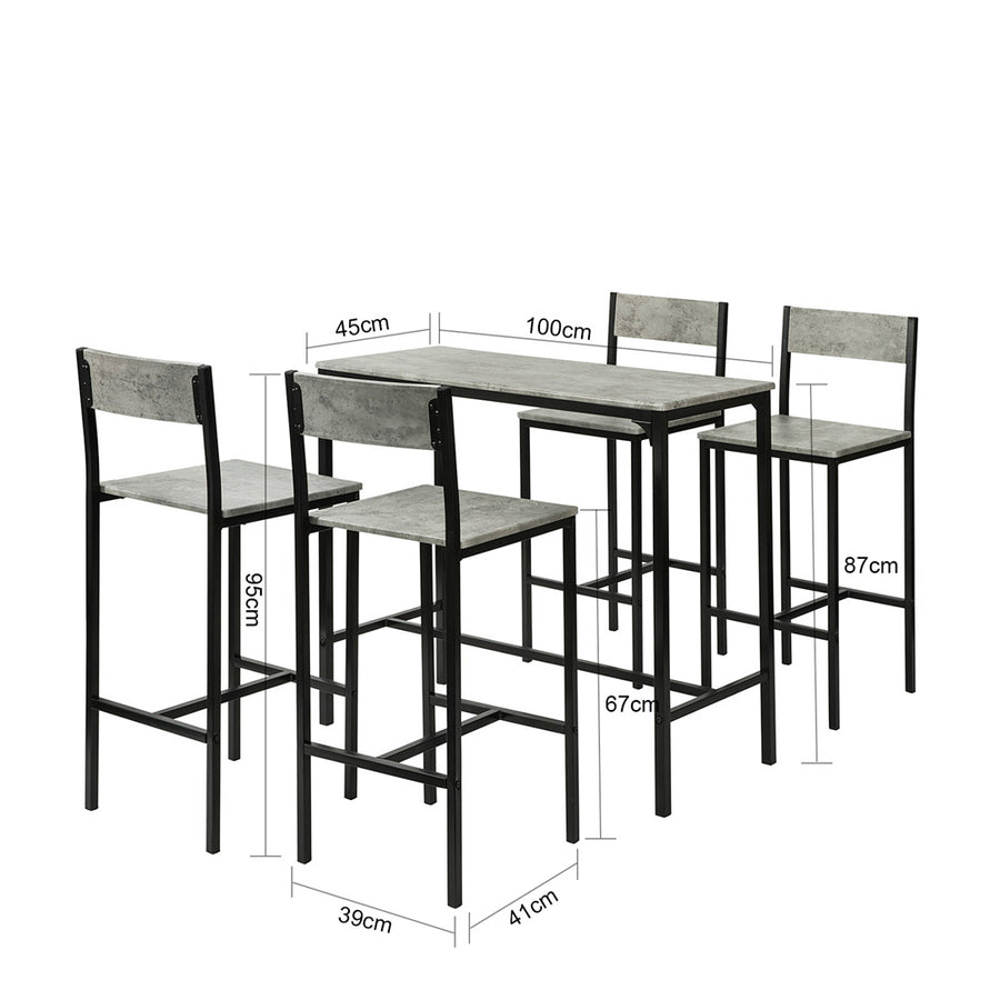 Haotian OGT14-HG, Dining Table with 4 Stools, Bar Table Set, Home Kitchen Breakfast Table with 4 Chairs Image 1