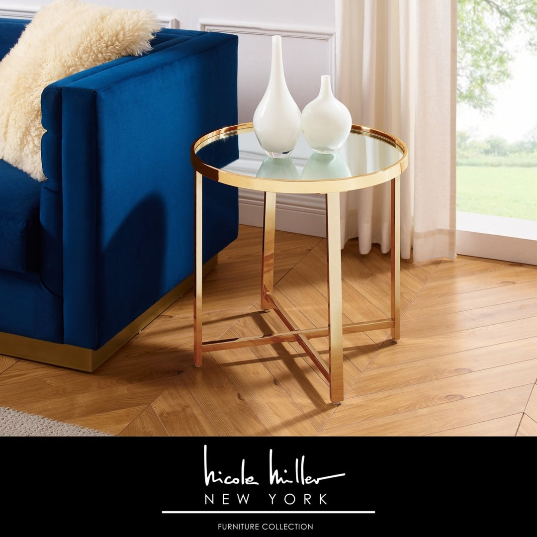 Clarity Table - Mirrored Top, Cross Legs Design, Open Geometric Base Image 3