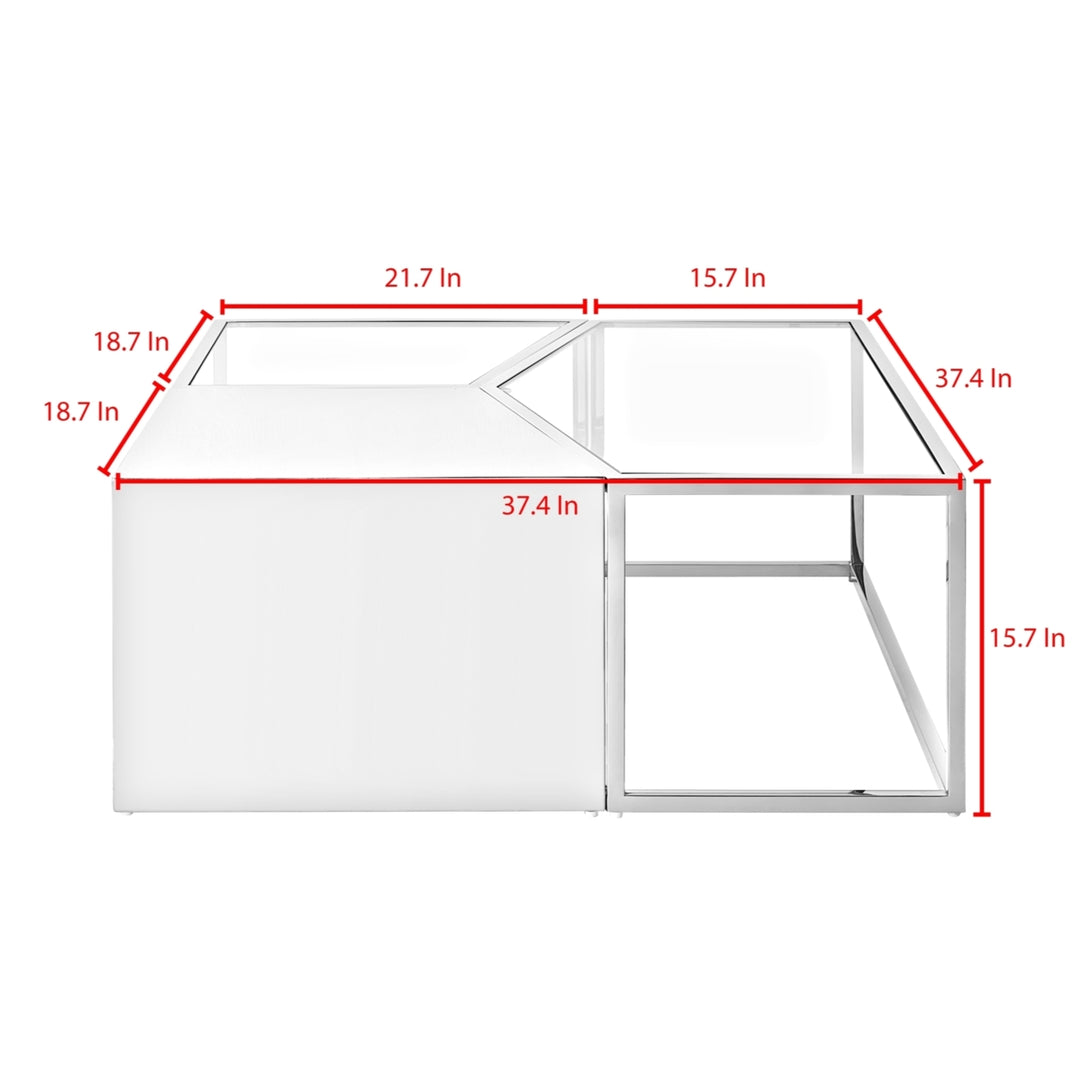 Cailin 3 Piece Coffee Table Set Stainless Steel Glass Top Open Frame Gold Chrome Image 7