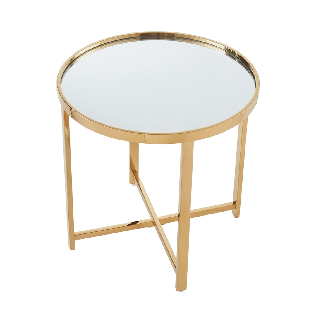 Clarity Table - Mirrored Top, Cross Legs Design, Open Geometric Base Image 7