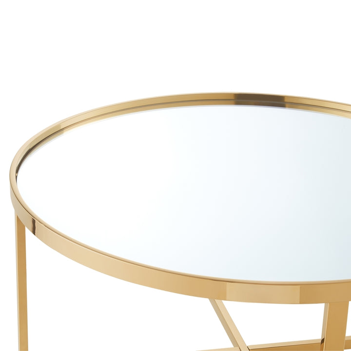 Clarity Table - Mirrored Top, Cross Legs Design, Open Geometric Base Image 9