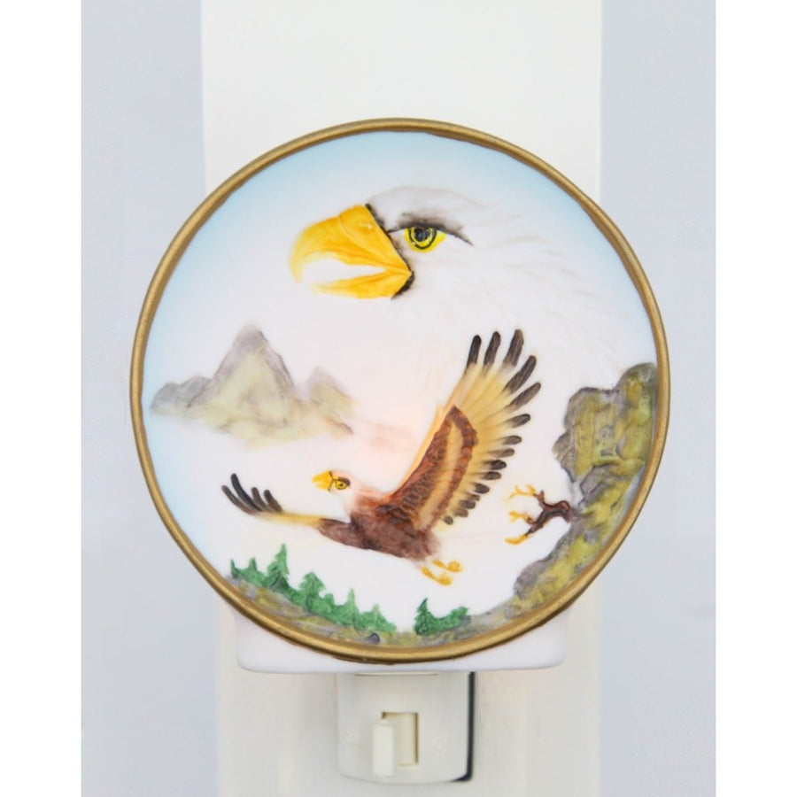 Hand Painted Ceramic Plug-In Nightlight 4 Inches Eagle Independence Day Decor Image 1