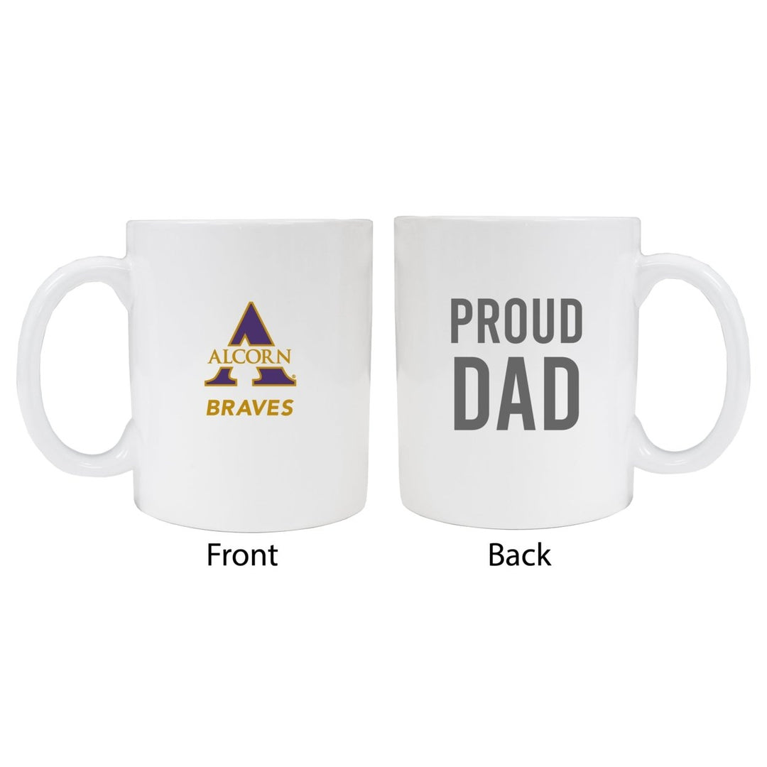 Alcorn State Braves Proud Dad Ceramic Coffee Mug - White (2 Pack) Image 1