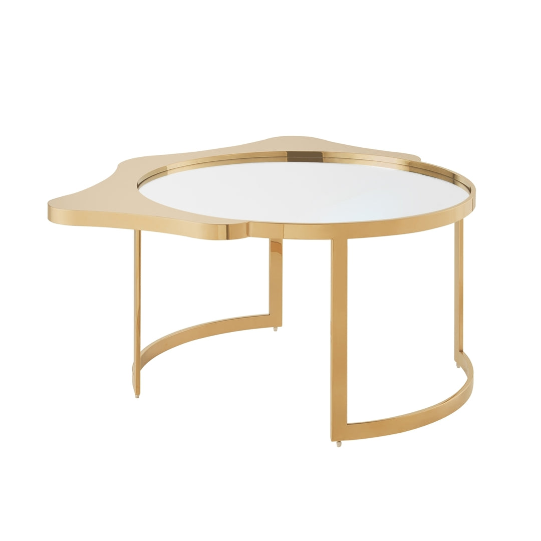 Caris Coffee Table - Mirrored Top, Abstract Shape, Open Rounded Frame Image 4