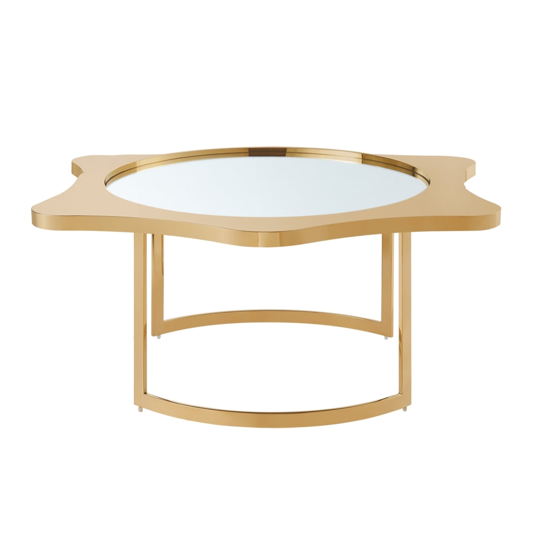 Caris Coffee Table - Mirrored Top, Abstract Shape, Open Rounded Frame Image 6