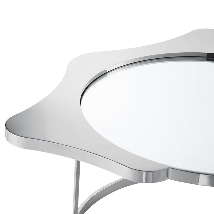 Caris Coffee Table - Mirrored Top, Abstract Shape, Open Rounded Frame Image 9