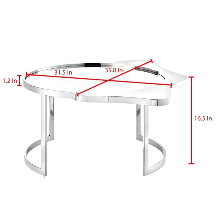 Caris Coffee Table - Mirrored Top, Abstract Shape, Open Rounded Frame Image 10