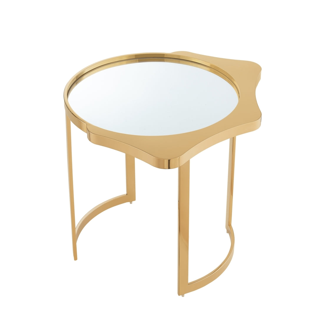 Caris End Table - Mirrored Top, Abstract Shape, Open Rounded Frame Image 4