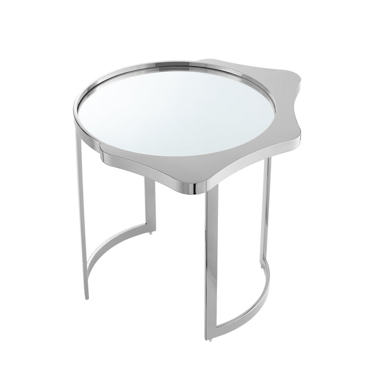 Caris End Table - Mirrored Top, Abstract Shape, Open Rounded Frame Image 5