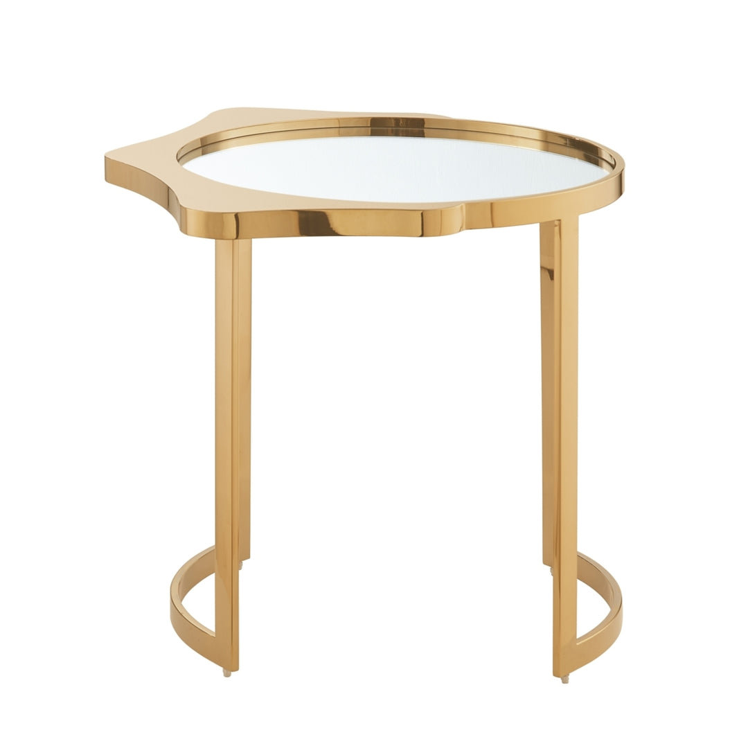 Caris End Table - Mirrored Top, Abstract Shape, Open Rounded Frame Image 6