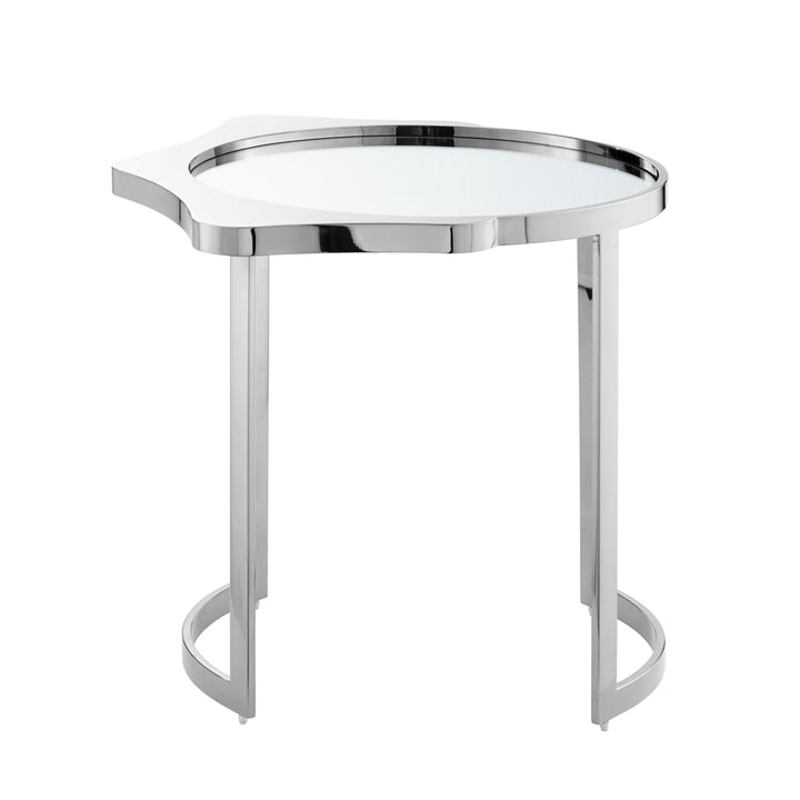 Caris End Table - Mirrored Top, Abstract Shape, Open Rounded Frame Image 7