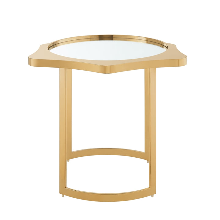 Caris End Table - Mirrored Top, Abstract Shape, Open Rounded Frame Image 8