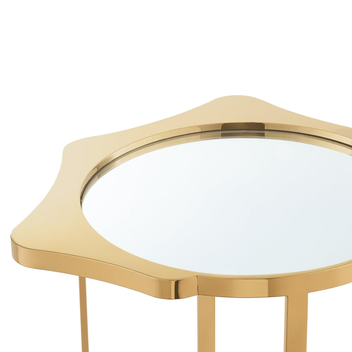 Caris End Table - Mirrored Top, Abstract Shape, Open Rounded Frame Image 10