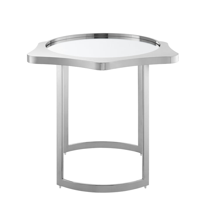 Caris End Table - Mirrored Top, Abstract Shape, Open Rounded Frame Image 11