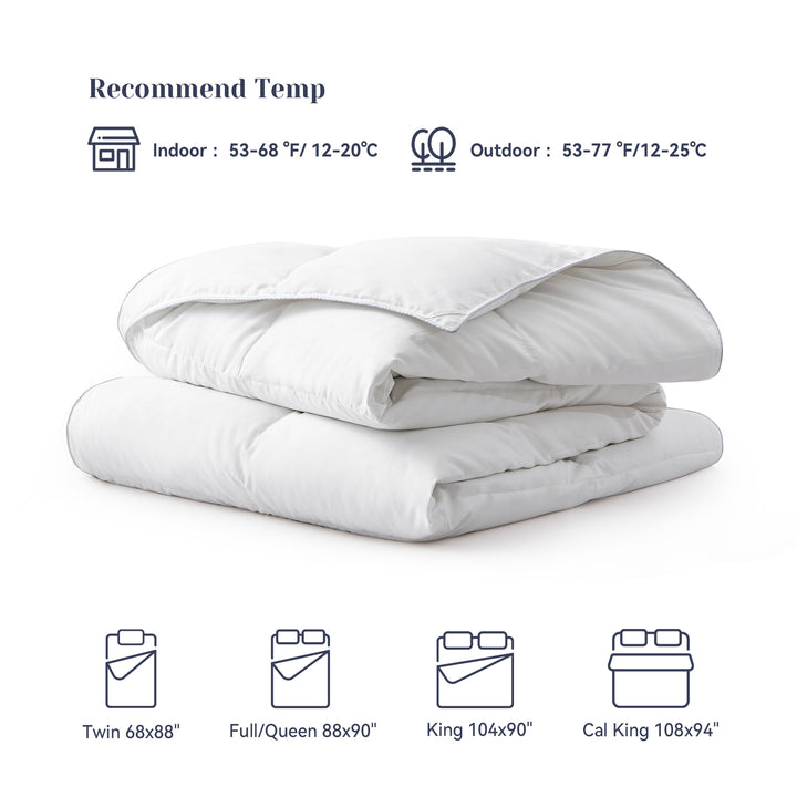 Premium Lightweight Comforter with Goose Down Feather Fiber, White, Twin Size Image 6