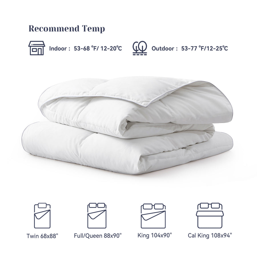 Ultimate Comfort Lightweight Comforter with White Goose Feather Fiber and White Goose Down, White, Full Queen Size Image 1