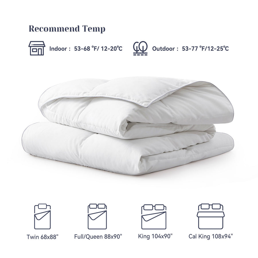 Lightweight Summer Down Blanket, White Goose Down Feather Fiber Comforter, Cal King Image 1