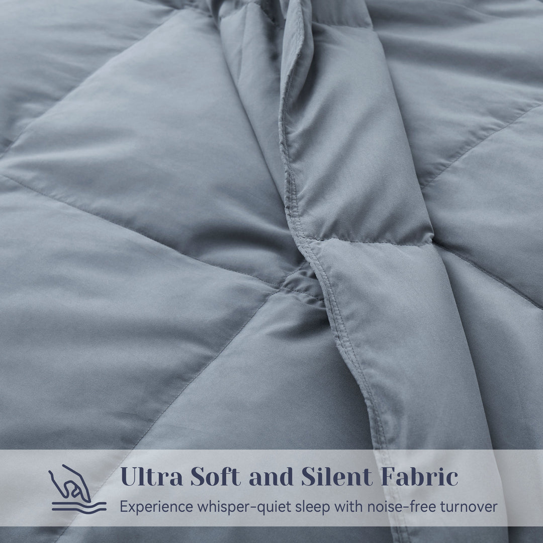 Lightweight White Goose Down Feather Fiber Comforter Duvet Insert, Hotel Collection, Dark Grey, King Size Image 4