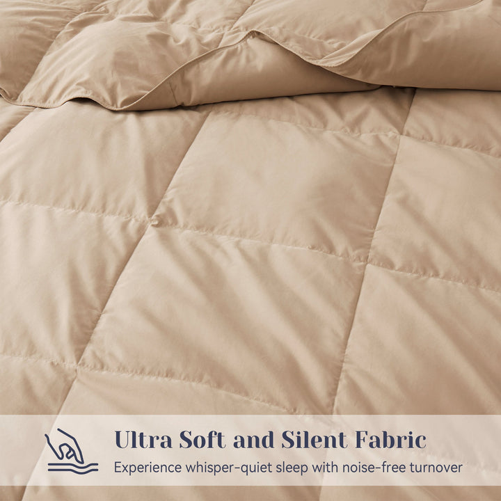 Ultra Soft Lightweight White Goose Down Feather Fiber Comforter, Summer Comforter, Ginger Root, King Size Image 4