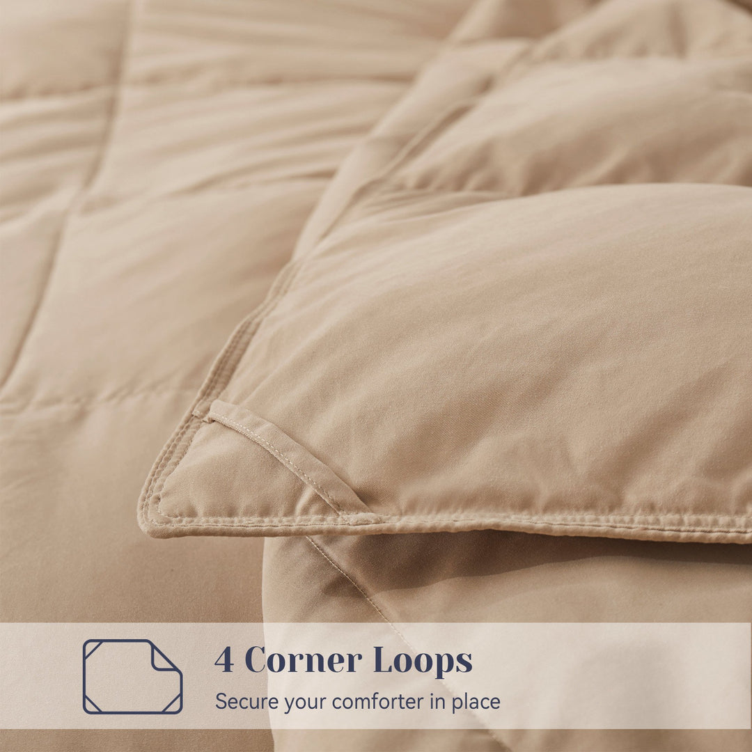Ultra Soft Lightweight White Goose Down Feather Fiber Comforter, Summer Comforter, Ginger Root, King Size Image 5