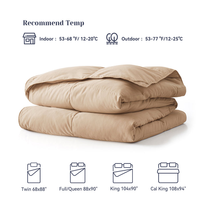 360TC Lightweight White Goose Down Feather Fiber Comforter for Summer, Ginger Root, Full Queen Size Image 6